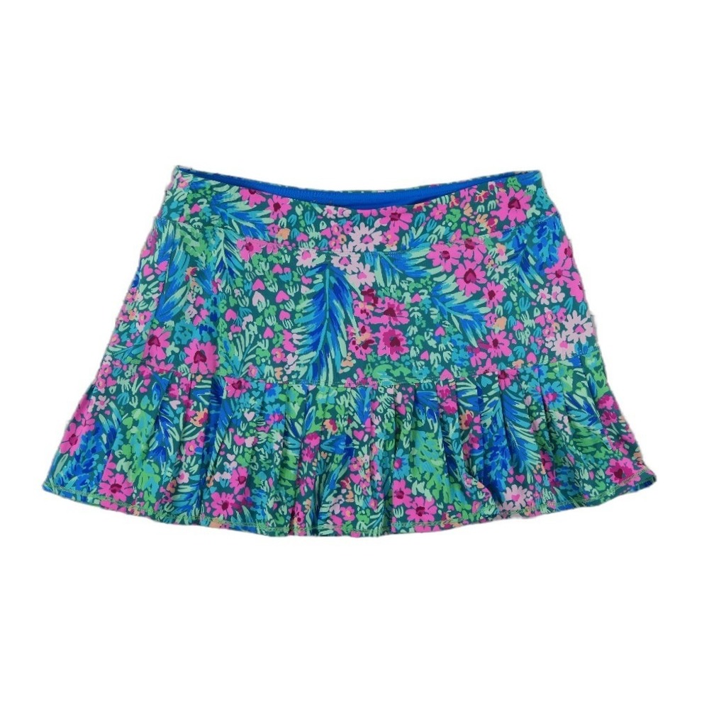 Lilly Pulitzer Luxletic Skort Women's Size Medium Blue Floral Ruffle Golf Tennis